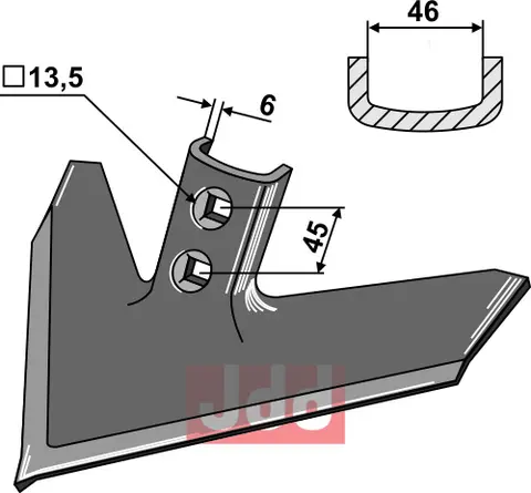 Sweep 280mm til Case IH, JD Bredde 280mm, M12 Bolter