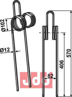 Etterharv tind Ø12mm - dobbelt