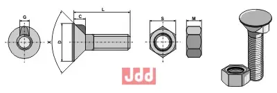 Plogbolt DIN 604 M10 x 1,5 x 100 - JDD Utstyr