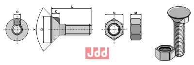 Plogbolt DIN 604 M10 x 1,5 x 100 - JDD Utstyr