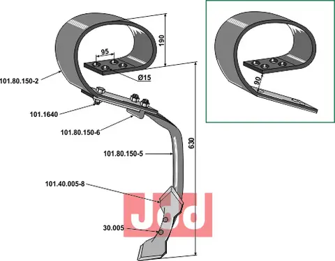 Fjærtine med skjær H: 190mm, U: 630mm