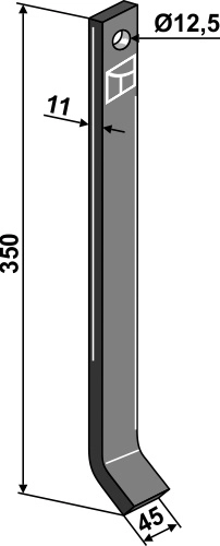 Skraper for rørringpakkervalse 350mm lengde, hull 12,5mm