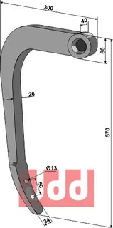 Stubharvetand - 570mm Otma