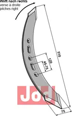 Stubharvespiss 510x75x10mm - venstre drejet