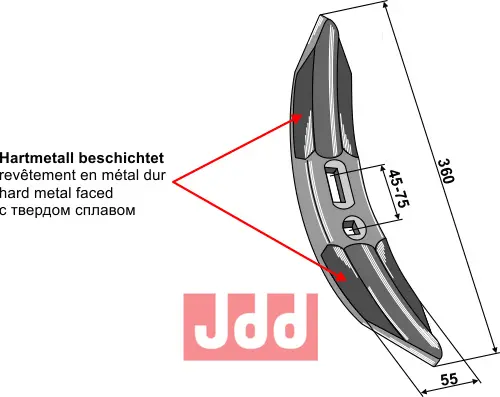 Stubharvespiss 370x55x15mm WolframCarbid - JDD Utstyr