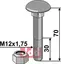 Bolt  M12x1,75x70 - 12.9 m. Låsemutter