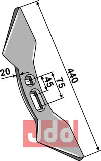 Dobbelt hjerteskjær 440x135x20mm (45-75) Passer til mange fabrikater