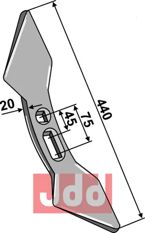 Dobbelt hjerteskjær 440x135x20mm (45-75) Passer til mange fabrikater