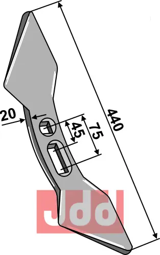 Dobbelt hjerteskjær 440x135x20mm (45-75) - JDD Utstyr