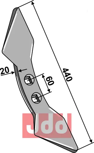 Dobbelt hjerteskjær 440x135x20mm (60) - JDD Utstyr