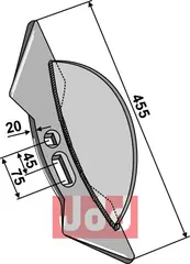 Dobbelt hjerteskjær 455x135x20mm Passer til mange fabrikater