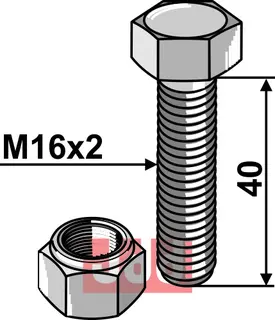 Bolt M16x2x40 m. Låsemutter Simba/Great Plains