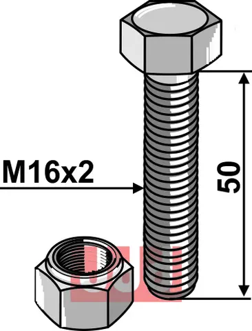 Bolt M16x2x50 m. L&#229;semutter