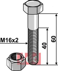 Bolt M16x2x60 m. Låsemutter