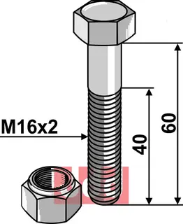 Bolt M16x2x60 m. Låsemutter