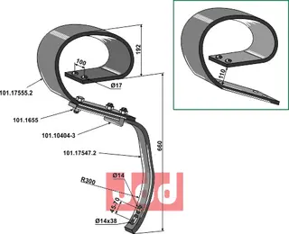Spring tine system GOLIATH Høyde: 852mm, Bredde: 100mm