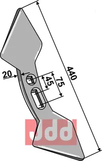 Dobbelt hjerteskjær 440x180x20mm (45-75) Passer til mange fabrikater