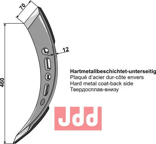 Stubharvespiss 490x70x12mm - JDD Utstyr