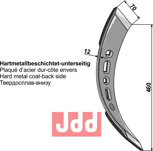 Stubharvespiss 490x70x12mm - JDD Utstyr