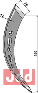 Stubharvespiss 490x70x12mm - høyre drejet