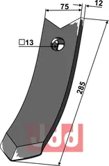 Skjær-spiss 285x75x12mm Passer til mange fabrikater