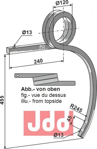 Doble spiralfjærer, venstre Materialmål: 25x25, Radius: 245