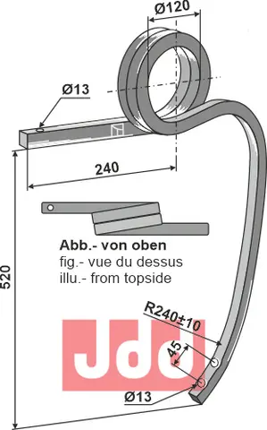 Doble spiralfjærer, venstre Materialmål: 25x25, Radius: 245±10