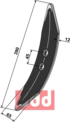 Chisel share for kultivator Boring: 13, Lengde: 390