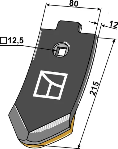 Skjærspiss 215x80x12 mm Hardmetall Passer til Lemken Thorit