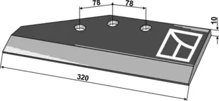 Kultivatorvinge venstre til Frost Lengde: 320mm, hull: 78mm