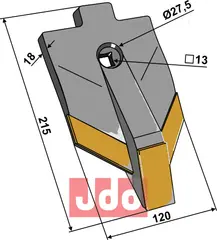 Skjær-spiss 215x120x18mm - WolframCarbid Amazone / BBG/Kongskilde/Howard/Lemken