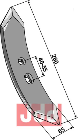 Cultivator share til Kverneland Lengde: 260 mm - Hullavstand: 45-60 mm