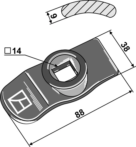 Clamp for Rumptstad 14x14mm hull, 9mm tykkelse