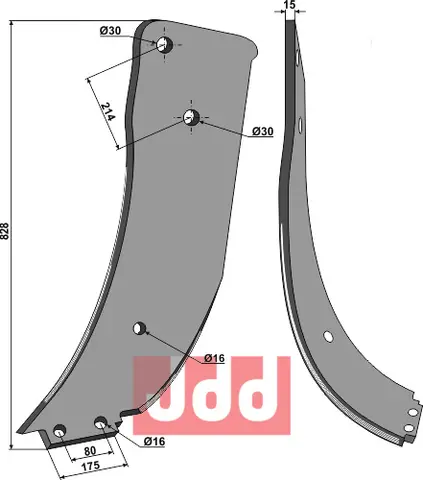 Subsoiling shank venstre L: 828mm, tykkelse 15mm