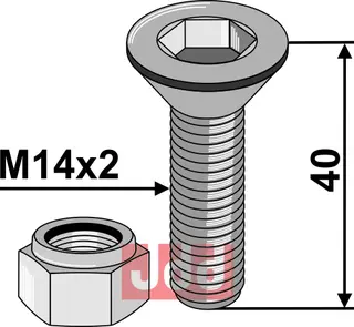 Bolt  M14x2x40 - 10.9 m. Låsemutter