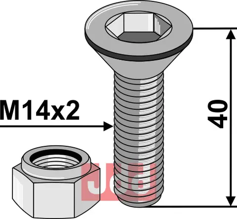 Bolt  M14x2x40 - 10.9 m. L&#229;semutter