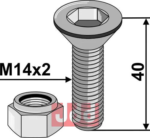 Bolt  M14x2x40 - 10.9 m. Låsemutter - JDD Utstyr