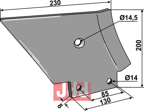 Counter-tine, right model Bredde 130 mm, tykkelse 8 mm