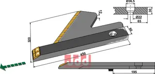 Stubbe skjær høyre - Agrisem Hål: 22, lengde: 450