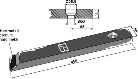 Skjærspiss Hardmetall hull 36,5