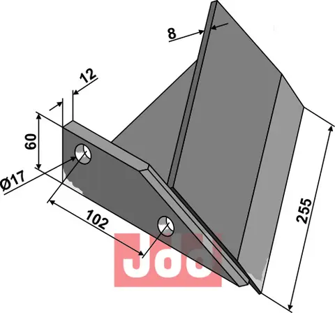 Stubble share 255mm - venstre til Rabe Boring: 17mm, arbeidsbredde: 255mm