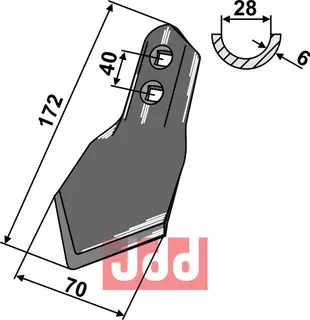 Gåsefot-skjær 70x6mm Kongskilde