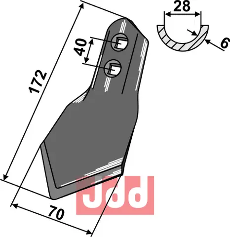 Gåsefot-skjær 70x6mm Kongskilde