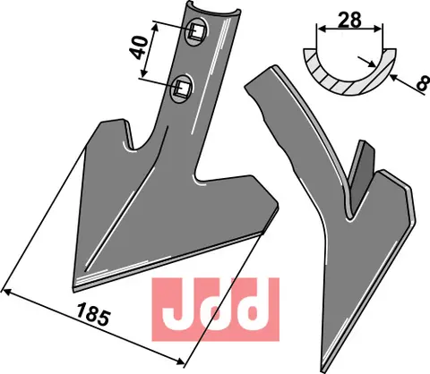 Gåsefot-skjær 185x8mm Kongskilde