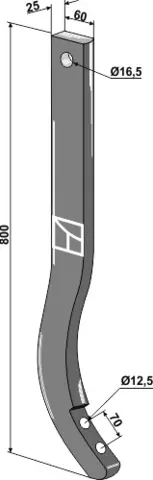 Tind hull 12,5, avst. 70