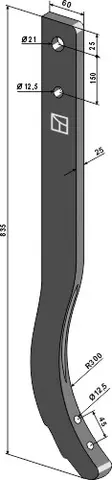 Harvtind 835 mm hull 12,5, avst. 45
