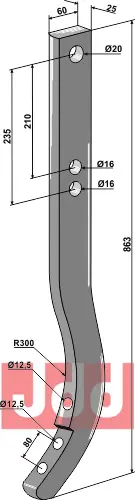 Stubharvetand - 60x25x863mm - JDD Utstyr