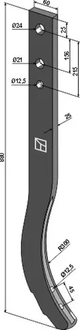 Harvtind 890 mm hull 12,5, avst. 45