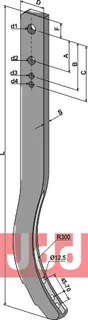 Stubharvetand - 60x25x900mm