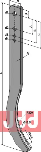 Stubharvetand - 60x25x900mm - JDD Utstyr